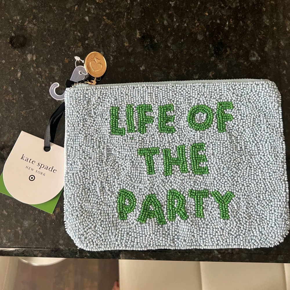 Kate Spade Beaded Pouch - Green and White NWT